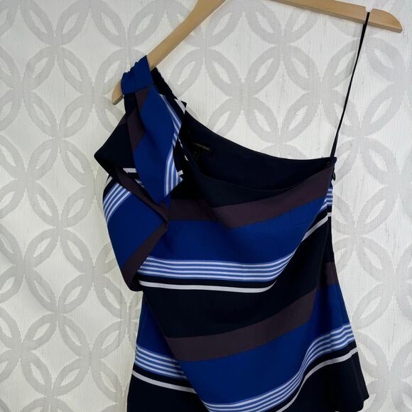 Banana Republic One Shoulder Bow Striped Blouse Size 2 NWT $78 - Picture 5 of 11